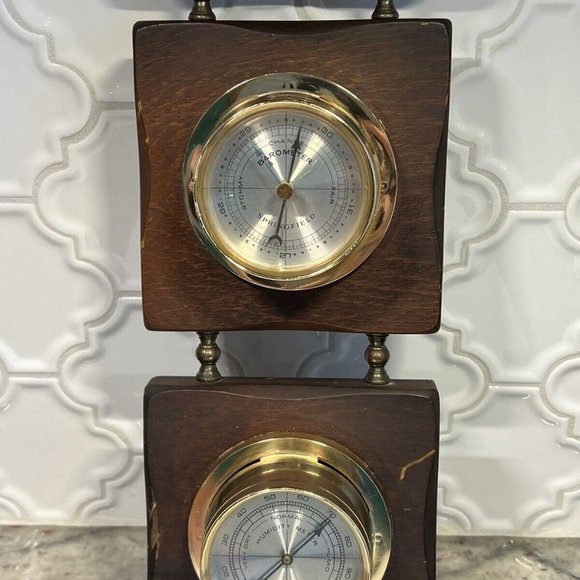 Springfield Weather Station Thermometer, Barometer & Humidity Meter Wood Vintage - Picture 4 of 11